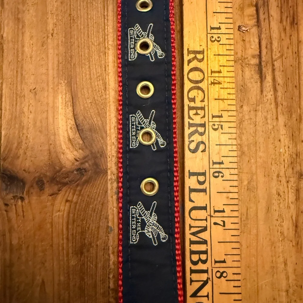 Red Navy Dog Collar Gold Accents Size M Nautical The Bitter End Knot nautical
